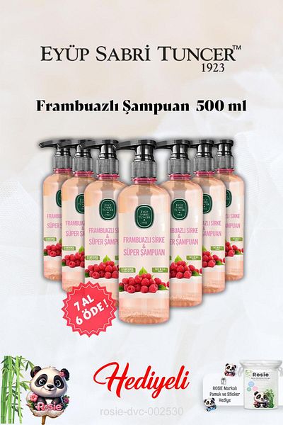 Eyüp Sabri Tuncer 500 ml Shampoo with Raspberry Buy 7 Get 6 Eyüp Sabri Tuncer and Rosie Gift