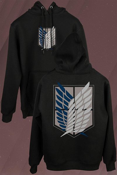 Kendim Seçtim Hanorac cu glugă unisex Attack On Titan Scout Symbol - imprimat față și spate