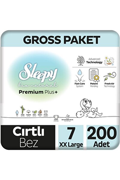 Sleepy Bio Natural Premium Plus Gross Paket Bebek Bezi 7 Numara Xxlarge 200 Adet