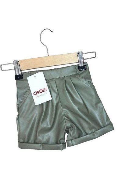 Çikoby Baby Girl Pleat Pocket Detailed Leather Shorts