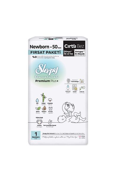 Sleepy Bio Natural Premium Plus Gross Package Baby Diapers Size 1 Newborn 100 Pieces