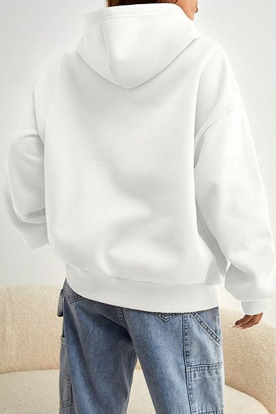MODAGEN Unisex φούτερ με λευκή κουκούλα Malibu με στάμπα oversize