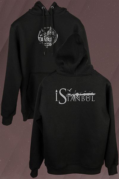 Kendim Seçtim Tipografic Istanbul Silhouette Design Pescăruș Hanorac imprimat față și spate Hanorac cu glugă unisex