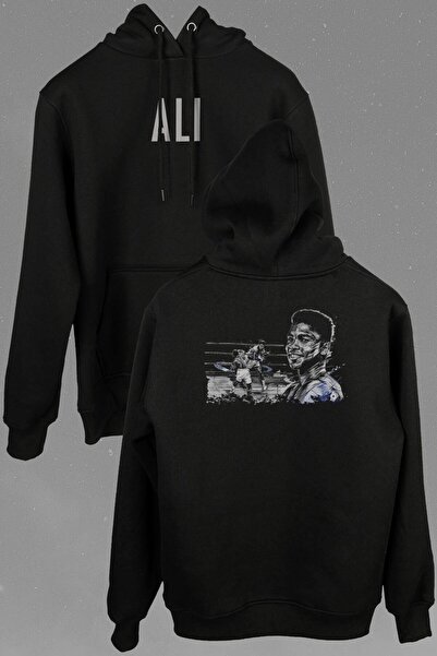 Kendim Seçtim Muhammed Ali Clay Smile Boks Boksör Ön Ve Arka Baskılı Sweatshirt Unisex Kapüşonlu Hoodie