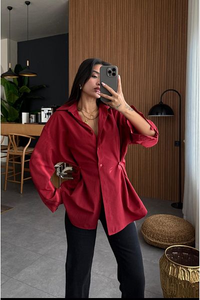 Bak'ap Designová popelínová košile v pase se zapínáním na knoflíky