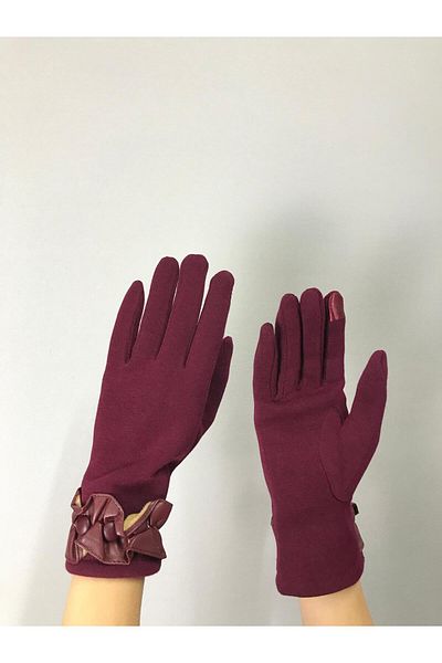Gönülden Tasarım We Touched the Brow Finger - Leather Ruffle Detailed Women's Gloves