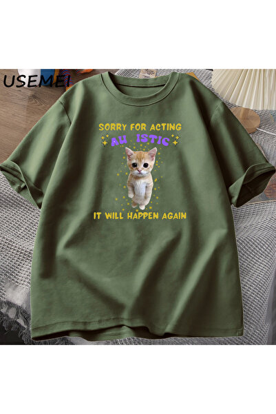 Drippy Συγγνώμη, μπλουζάκι με γραφικό σχέδιο αυτιστικής γάτας - Funny Meme Har