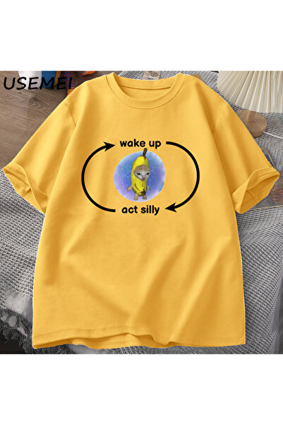 Drippy Kitty mačka Zoning Sa deznom Wake Up Act T-shirt - Plačuća banana, sme...