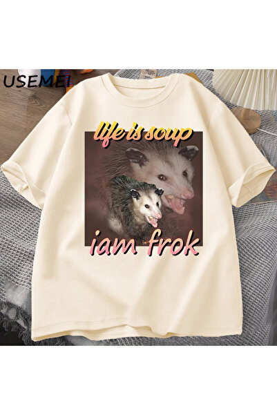 Drippy Život je supa, ja sam viljuška, oposum T-shirt muškarci Pamuk majica k...
