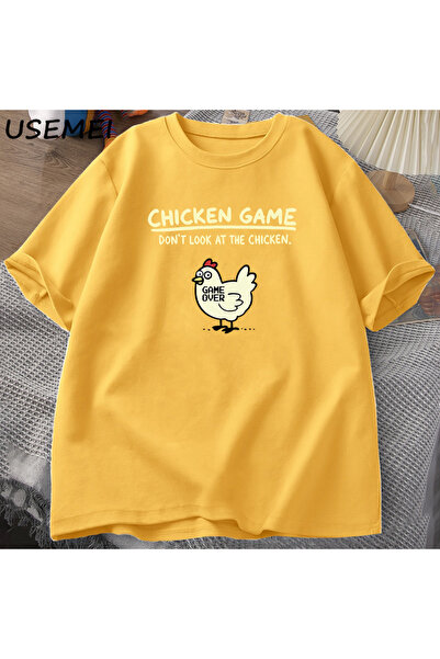 Drippy Tricou amuzant din bumbac Don't Look At The Chicken - mânecă scurtă, d...