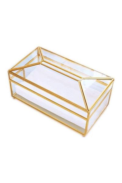 Primo Plus Creative design transparent/gold tissue paper holder box