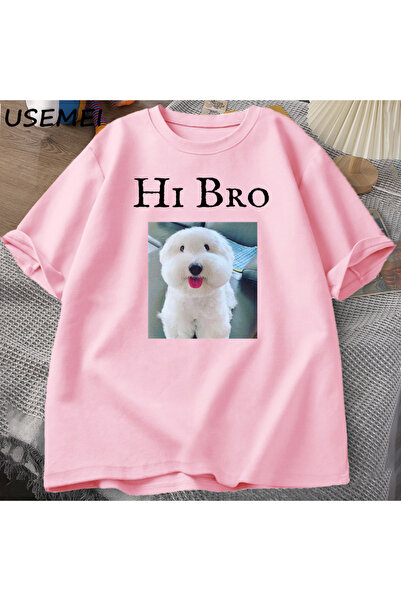 Drippy Za muškarce i žene Hello Bro Dog Puppy T T-shirt - Ležerna Y2K smešna ...