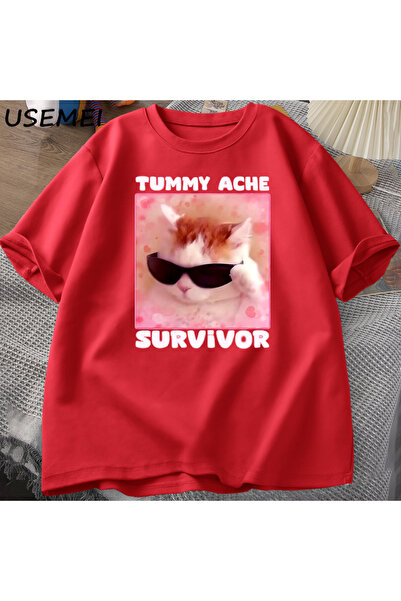 Drippy Preživeli Smešni mačka Meme T-shirt - Muški i Ženski Idiot