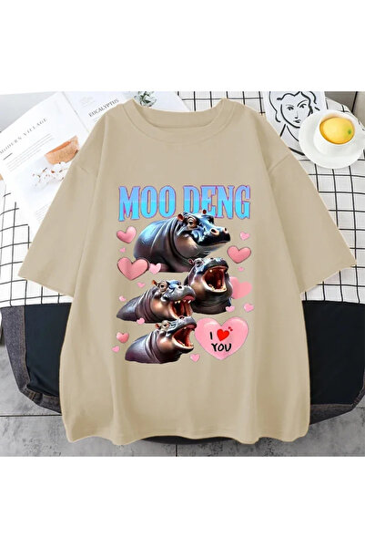 Drippy Volim Moo Deng Hippo Meme Majica - Muškarci Žene Gotička Ležerna Moda