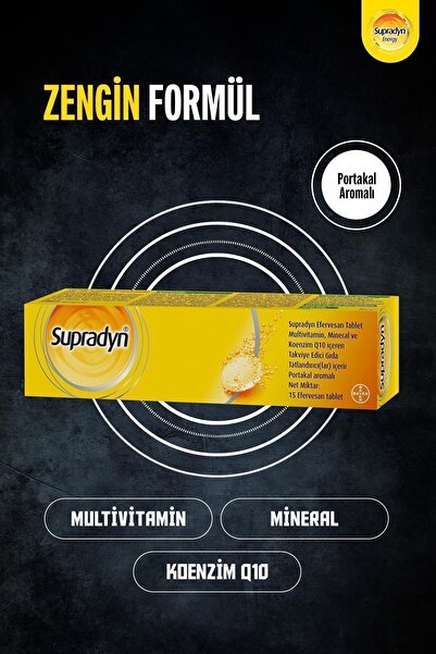 Supradyn 15 Efervesan Tablet | Koenzim Q10, Multivitamin Ve Mineral Içeren Takviye Edici Gıda