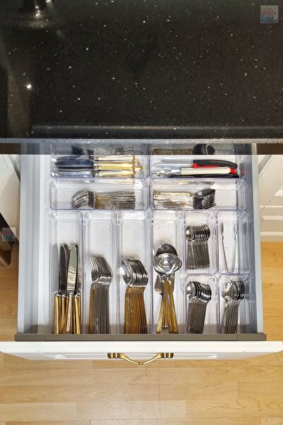 color house 12'li Set Modüler Kaşıklık Mutfak Çekmece İçi Modüler Organizer Şeffaf Clear Moduler Organizer