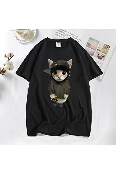 Drippy Ανδρικό αστείο χαριτωμένο μπλουζάκι με γραφικό σχέδιο γάτας - Μπλουζάκ...