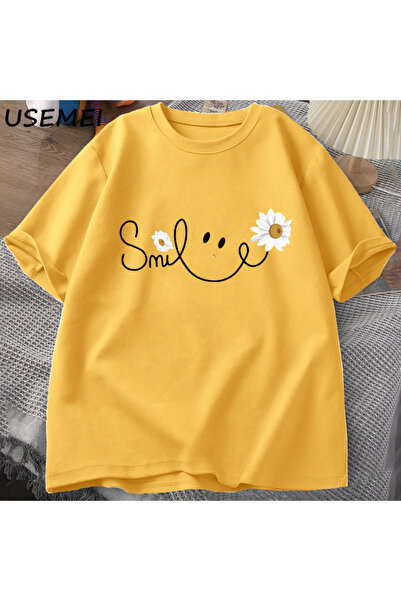 Drippy Hundred Daisy Smile T-shirt - Flower Štampano , Pamuk Majica kratkih r...
