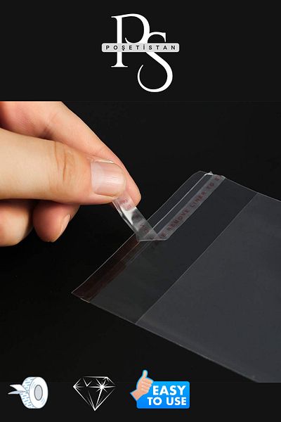 POŞETİSTAN Taped Adhesive Transparent Opp Gelatin Bag 10X15 cm 100 Pieces
