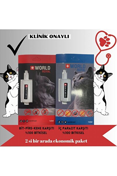 World Royal Blue Pet Kedi Iç Dış Etkenlere Parazit Karşı Etkili Sindirim Sistemi Rahatlatıcı 2 Si Bir Arada