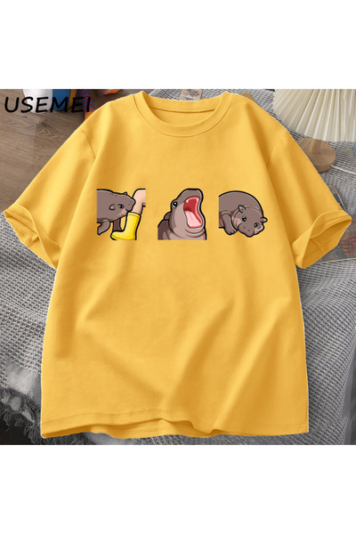 Drippy Moo Deng T-shirt - Smešni beba nilski konj, pigmejski nilski konj Sa d...