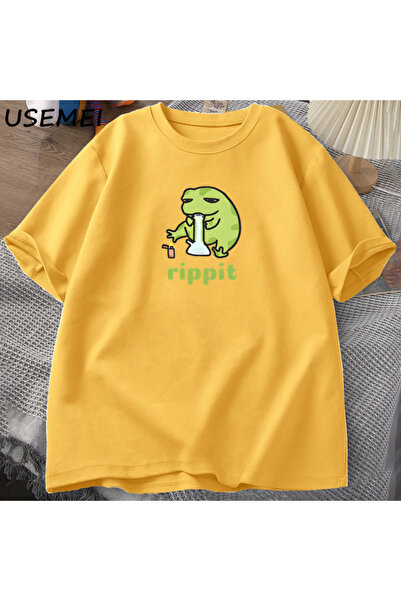 Drippy Rippit Frog Graphic T-shirt - Ležerna pamučna majica kratkih rukava sa...