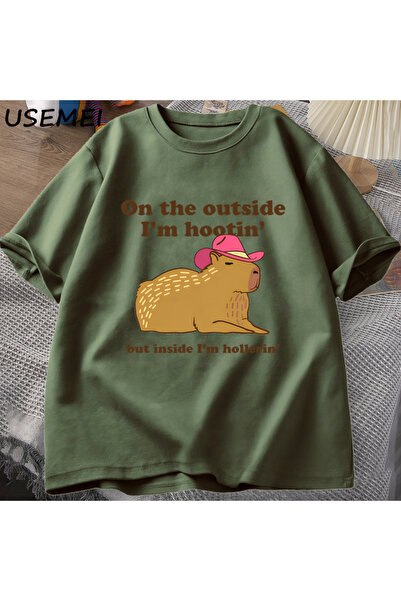 Drippy Hootin Capybara Out Here I Am majica - Man West T-shirt, Kauboj Kauboj...
