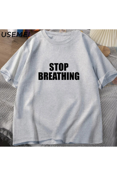 Drippy Playboi Carti Rap Muzika T-shirt - Stop Breathing, Pamuk , Hip Hop Maj...