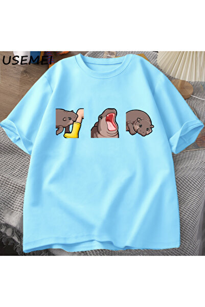 Drippy Moo Deng T-shirt - Smešni beba nilski konj, pigmejski nilski konj Sa d...