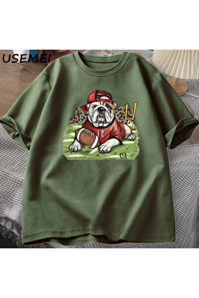 Drippy Go Bulldogs T-shirt - Zabavna fudbalska grafika, Štampano %, Pamuk kra...
