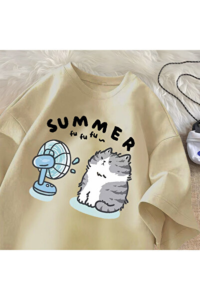 Drippy mačka Grafički smešni ventilator T-shirt - Pamuk, udobno leto, kratki ...