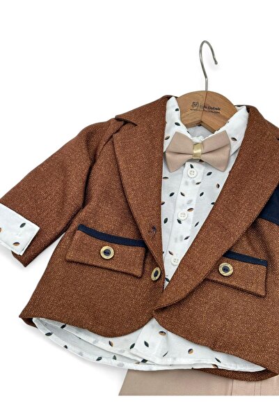 Ege Bebek 3-Piece Suit with Papylon for Baby Boy - 6-9-12-18-24 Months Stylish Linen Pants Suit