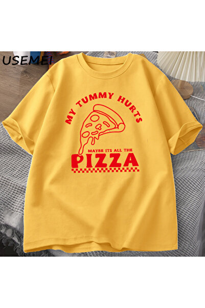 Drippy Boli me stomak - Pica velike veličine, smešna T-shirt, kratki rukav, u...