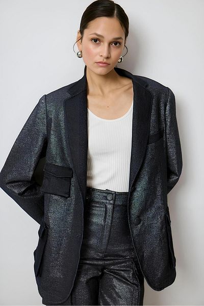 Touche Denim Blazer Jacket - Pocket Detail, Mkn3054