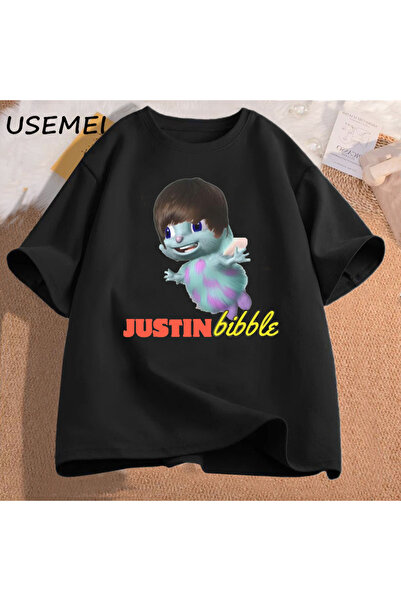 Drippy Justin Bibble Funny με τύπωμα Ανδρικά και γυναικεία βαμβακερά μπλουζάκια με κοντό μανίκι Unisex Μόδα Καλοκαίρι