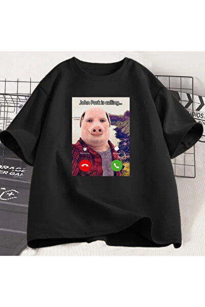 Drippy John domuz arıyor T shirt komik grafik Tee üst boy pamuk mizah domuz M...