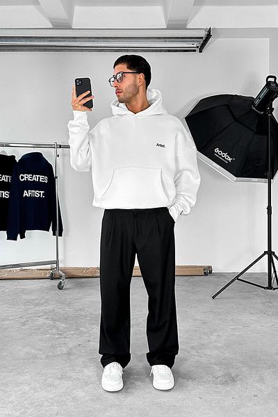 HAFKAGİYİM Λευκό φούτερ Creates Artist Oversize