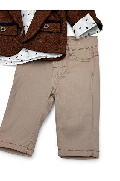 Ege Bebek 3-Piece Suit with Papylon for Baby Boy - 6-9-12-18-24 Months Stylish Linen Pants Suit