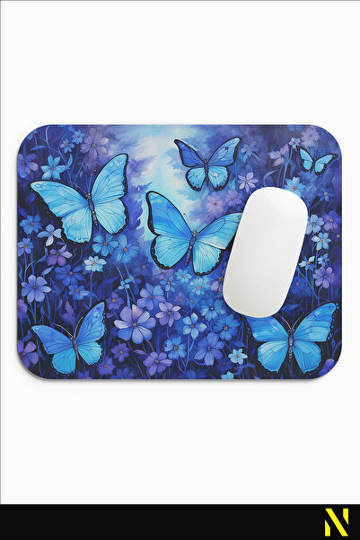 nilizma Ергономична подложка за мишка с мотив на пеперуда, с неплъзгаща се основа, за дома и офиса