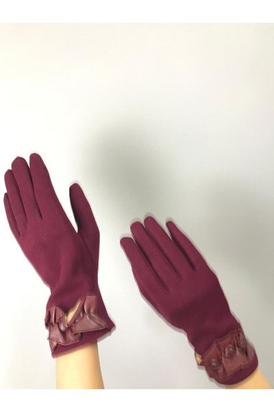 Gönülden Tasarım We Touched the Brow Finger - Leather Ruffle Detailed Women's Gloves