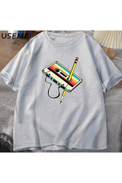 Drippy 80-ih Kasetofon Olovka Sa deznom Muška i Ženska Retro Muzika T-shirt -...