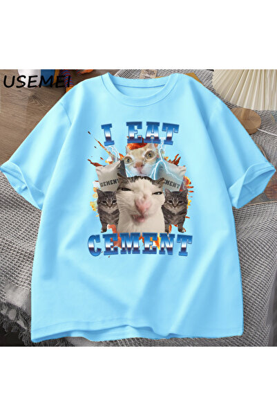 Drippy Аз съм забавен котарак от цимент Мем Тениска с къс ръкав от памук с пр...