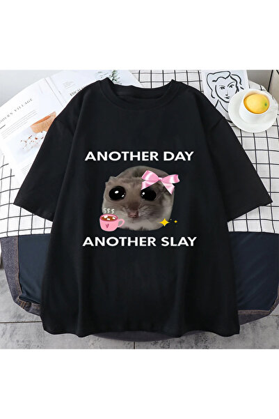 Drippy Tricou grafic Hamster Slay Kawaii - Imprimeu din bumbac pentru bărbați...