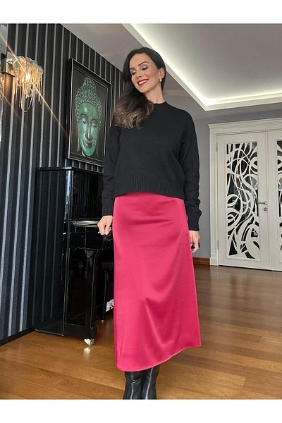 Atelier Derin Fusta din satin burgundy