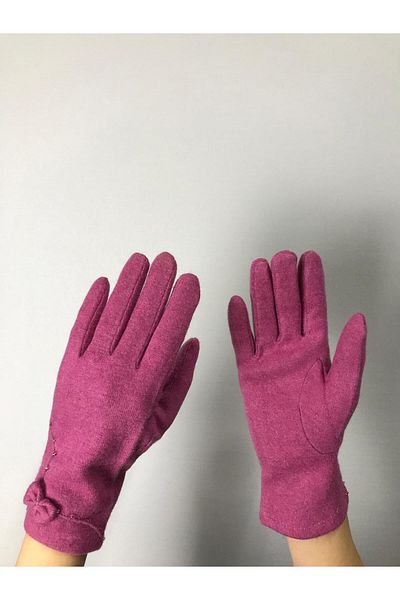 Gönülden Tasarım Women's Gloves Touch Finger with Cashmide Bow
