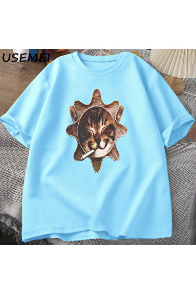 Drippy Che Glo Cat Kitten Sun T-shirt - Y2K Destroy Lonely Design, pamučna roba