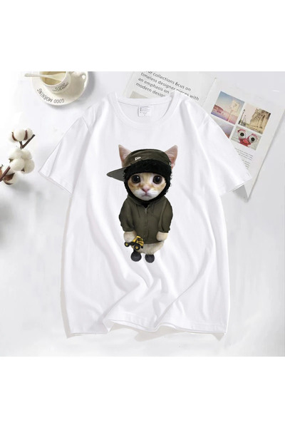 Drippy Ανδρικό αστείο χαριτωμένο μπλουζάκι με γραφικό σχέδιο γάτας - Μπλουζάκ...