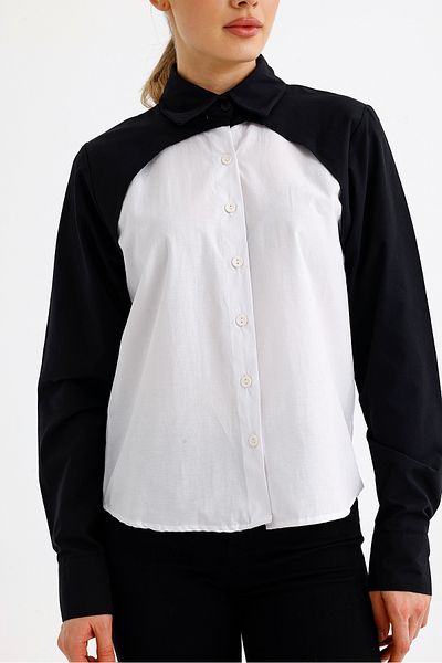 MAMAYAGA Cămașă de damă, alb-negru, 100% bumbac, curbă, mărime mare, sport casual, cu design elegant