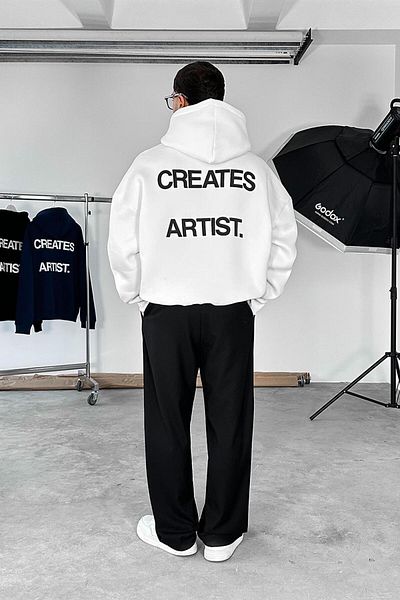 HAFKAGİYİM Λευκό φούτερ Creates Artist Oversize