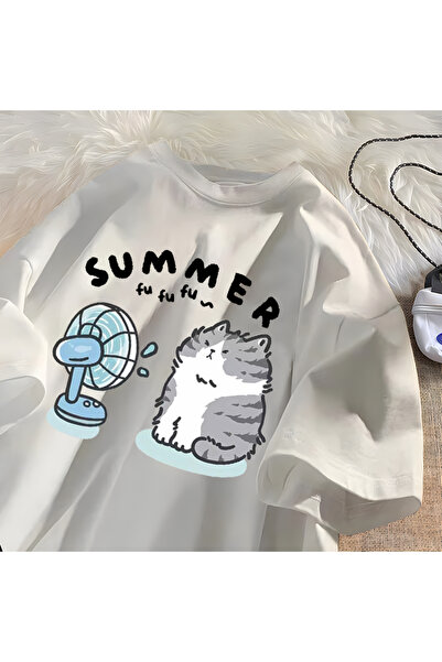 Drippy mačka Grafički smešni ventilator T-shirt - Pamuk, udobno leto, kratki ...